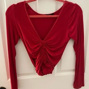 Red long sleeve crop top